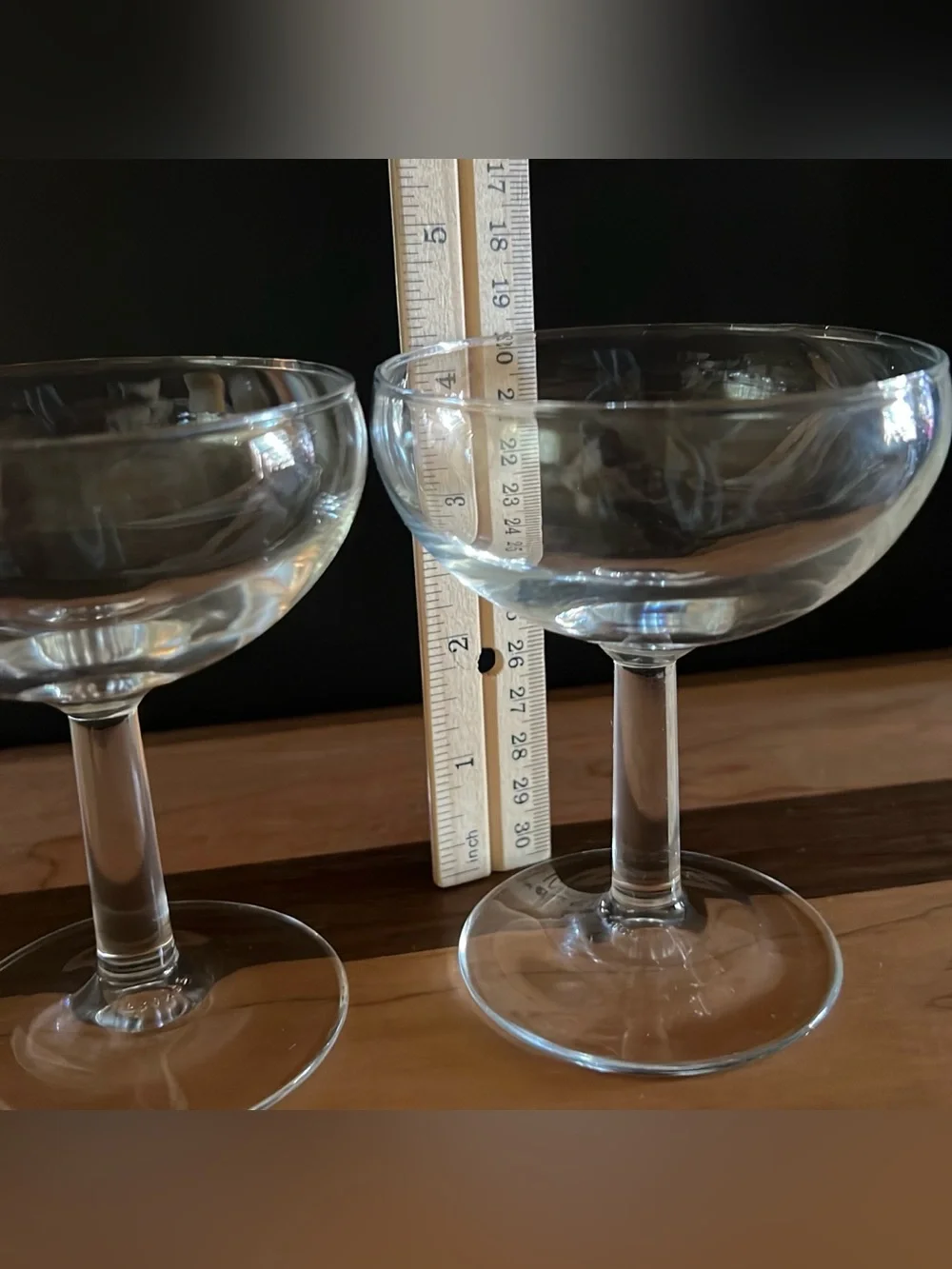 Vintage Mid Century Champagne Glass Coupes Paneled Sten Set of 2 Marked France
